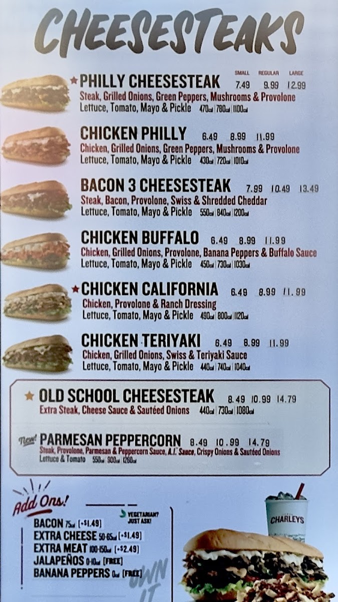 Charleys Cheesesteaks and Wings Menu - Image 6